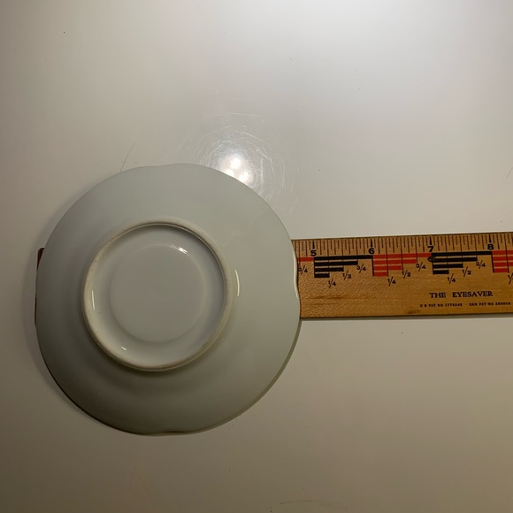 Antique Hand-Painted Japanese Porcelain Saucer Dark Green Gold Moriage Flowers - Picture 7 of 7